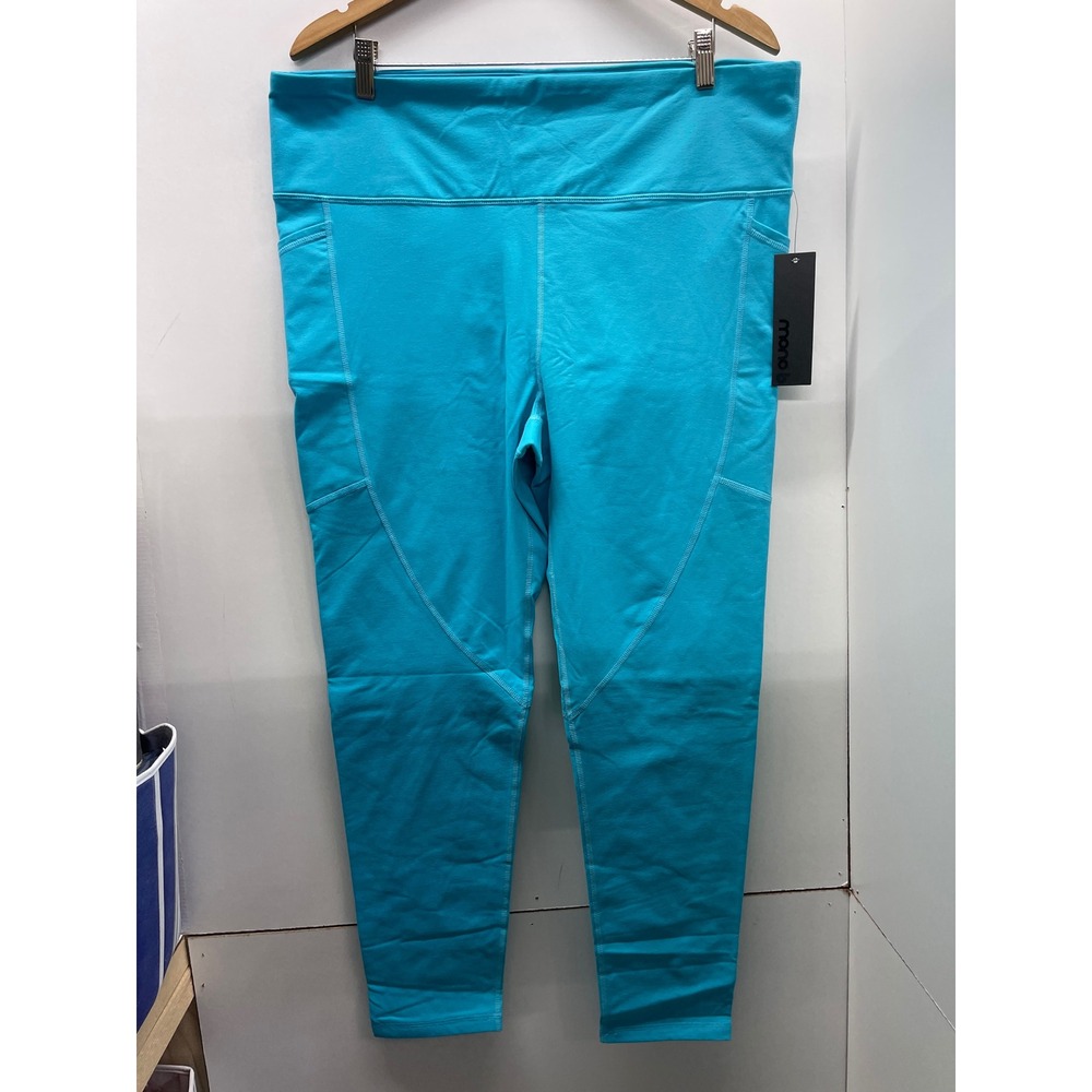 Mono B Turquoise Blue High Waisted Active Leggings with Pockets 3XL NWT